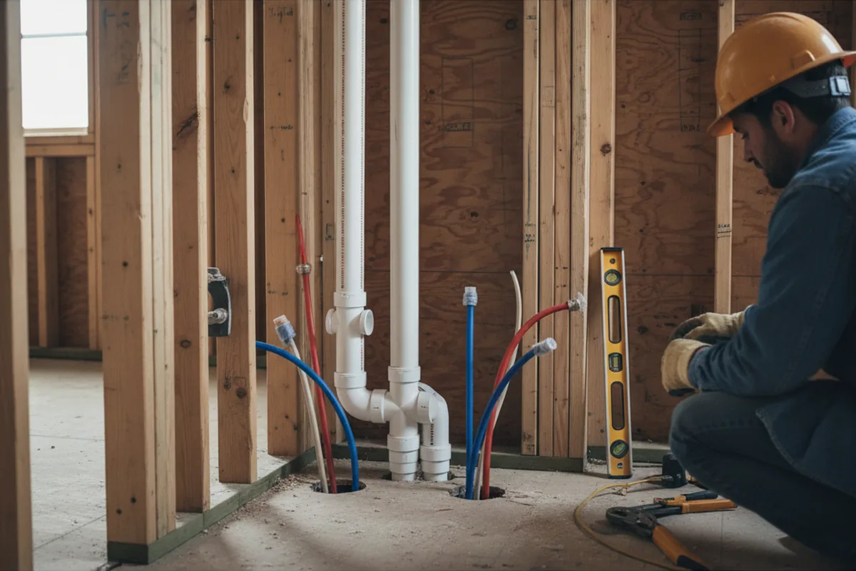 Drain and supply rough-in during Sump Pump Repair in Fair Lawn